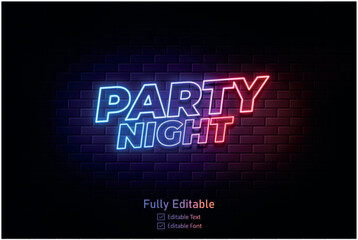 Neon effect for edible text neon style effect logo and night club logo and night party poste Vector neon 