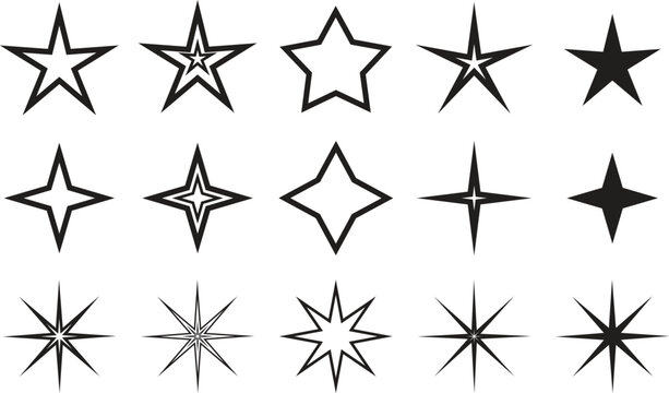 Stars collection. Star vector icons , set of Stars, isolated on transparent background