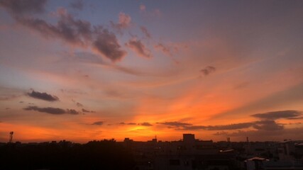 sunset over the city