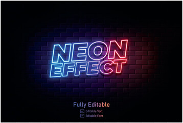 Neon effect for edible text neon style effect logo and night club logo and night party poste Vector neon 