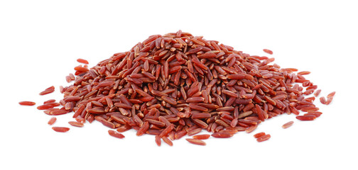 Fototapeta premium Pile of raw red rice isolated on white
