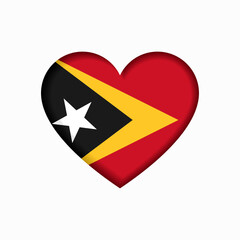 Timor-Leste flag heart-shaped sign. Vector illustration.