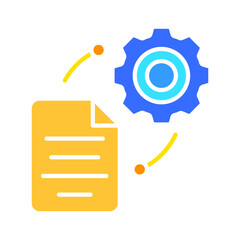File with gear line icon. Information, folder, document, work, computer, saving. Vector color icon on a white background for business and advertising.