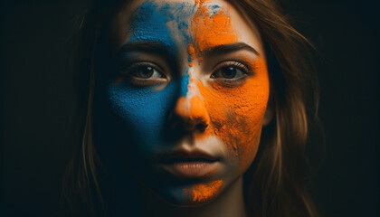 Beautiful young woman with brown hair exudes sensuality and confidence generated by AI