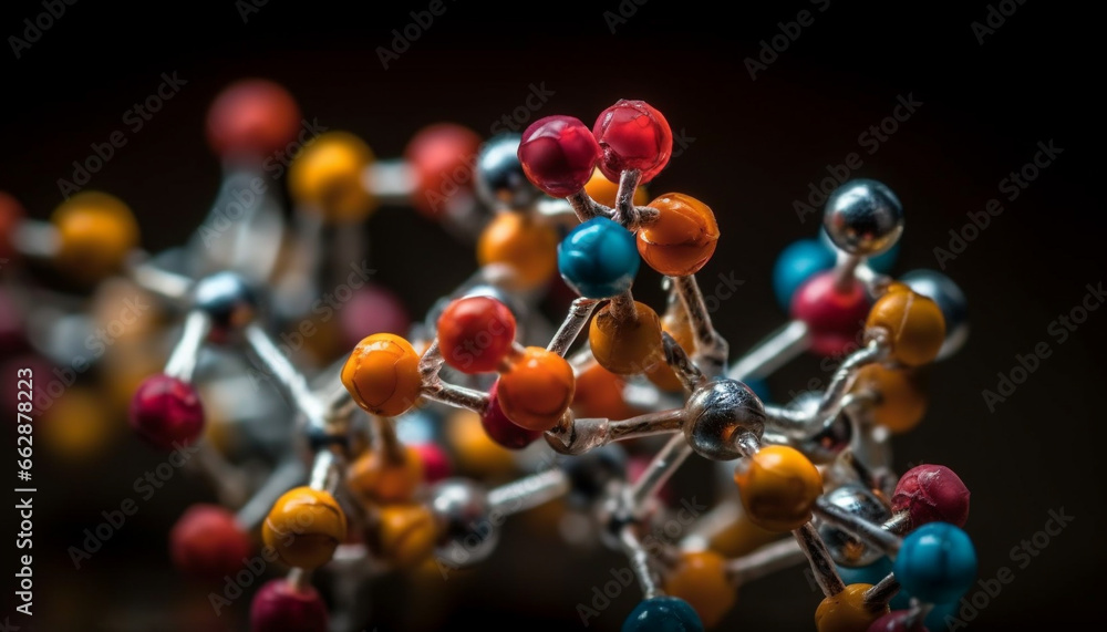 Poster abstract molecular structure shapes connection for futuristic biotechnology research generated by ai
