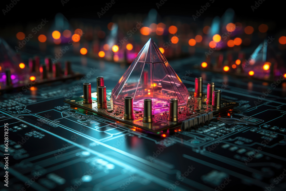 Poster an ultra-fast and secure quantum communication network, safeguarding data from cyber threats. genera