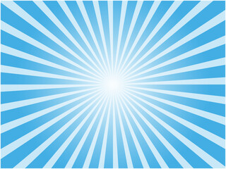 眩しい太陽光線イメージのシンプルな集中線背景素材_水色