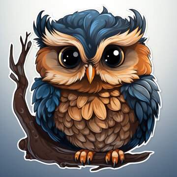 recommend clip art: An adorable owl sticker, in a white and isolated watercolor style, perfect for autumn and fall-themed decorations, Halloween, and Thanksgiving