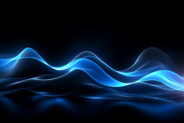 curved blue neon light wave.