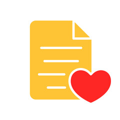 Obraz premium File with hearts line icon. Relationship, love, date, Valentine's day, connection, marriage, family, feelings. Vector color icon on a white background for business and advertising.