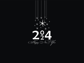 Happy New Year 2024, new year, 2024, crown, star, firework, year 2024, creative happy new year 2024, celebration 2024, line art vector star for you