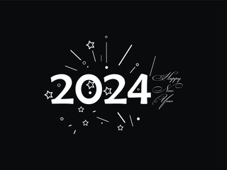 Happy New Year 2024, new year, 2024, crown, star, firework, year 2024, creative happy new year 2024, celebration 2024, happy new year