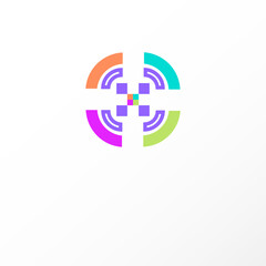 Vector abstract circle rotating logo design element. Origami paper style, flat, line art