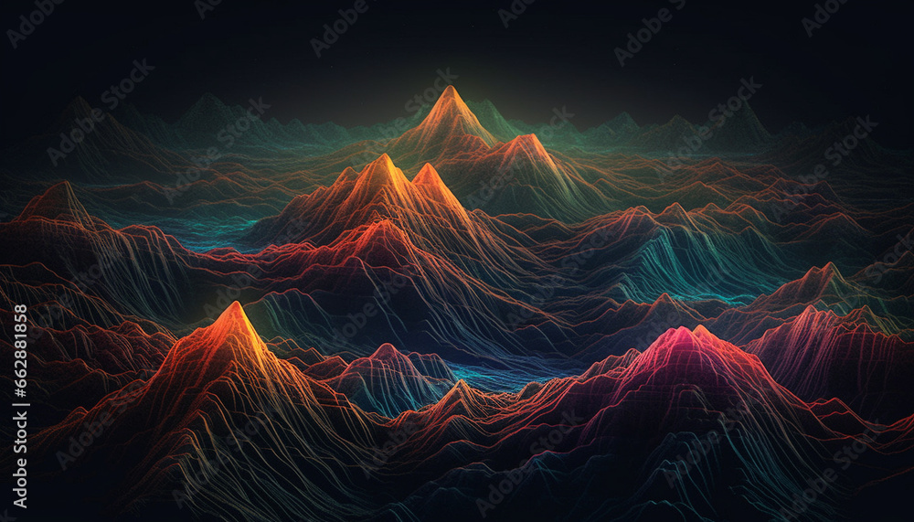 Aufkleber abstract mountain peak landscape with flowing wave pattern backdrop generated by ai