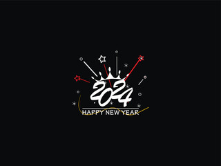Happy New Year 2024, new year, 2024, crown, star, firework, year 2024, creative happy new year 2024, celebration 2024