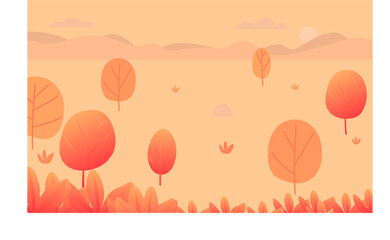Autumn, holiday, fabulous colors of trees, background. Vector illustration, flat design.