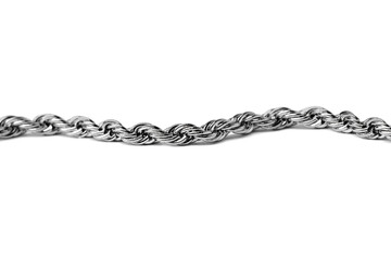One metal chain isolated on white. Luxury jewelry