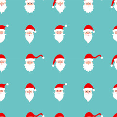 Santa Claus character seamless pattern. Vector Santa Claus head flat pattern