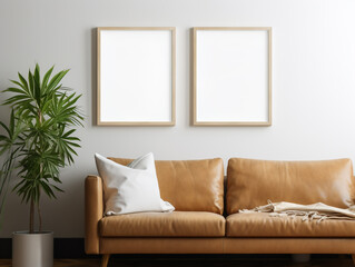 Fototapeta na wymiar Modern Living Room Wall Art Mockup, Art Print Mockup, Living Room Stock Photography