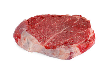 Piece of raw beef meat isolated on white