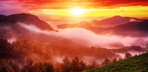 Fotobehang Baksteen Misty mountain landscape  © Roxana