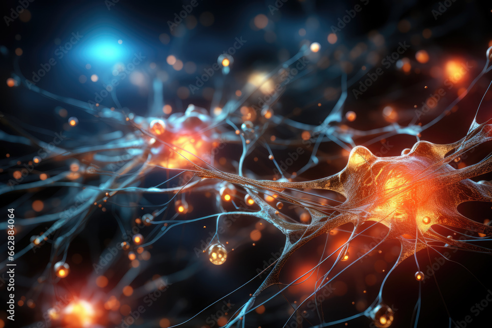 Aufkleber a web of interconnected neurons firing and lighting up, representing the intricate workings of the h