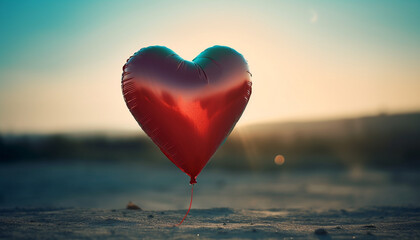 Fototapeta premium Love and Romance in Nature Heart Shape Celebration at Sunset generated by AI