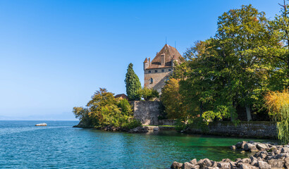 The Yvoire castle, on the banks of Lake Geneva, in Haute Savoie, France