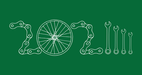 Bicycle New Year 2024 green background