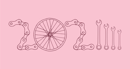 Bicycle New Year 2024 pink background