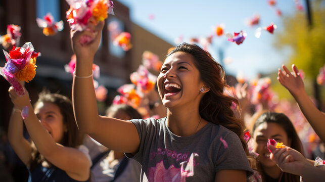 Candy Throwers: Participants tossing sweets and candies to the crowd, creating moments of joy.