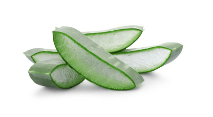 Green aloe vera slices isolated on white