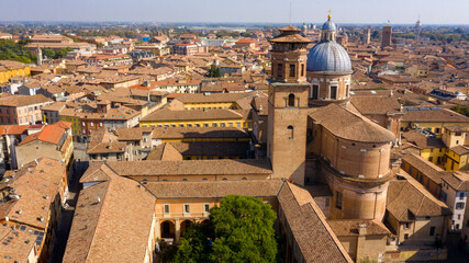 Aerial view of the temple of the Beata Vergine della Ghiara, also known as the basilica of the...