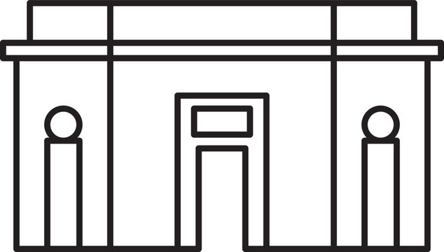 recommend clip art: Simple black flat outline drawing of the Colombian historical landmark monument of the QUINTA OF SAINT PETER OF ALEXANDRIA (QUINTA DE SAN PEDRO ALEJANDRINO), MAGDALENA