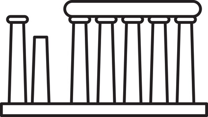 Simple black flat outline drawing of the Greek historical landmark monument of the TEMPLE OF APOLLO, PHOCIS