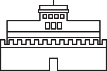 Simple black flat outline drawing of the Italian historical landmark monument of the CASTEL SANT'ANGELO (MAUSOLEUM OF HADRIAN), ROME