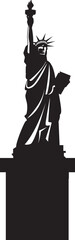 Simple black flat drawing of the American historical landmark monument of the STATUE OF LIBERTY, NEW YORK CITY
