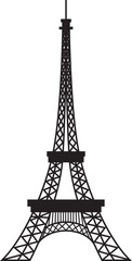 Fototapeta na wymiar Simple black flat drawing of the French historical landmark monument of the EIFFEL TOWER, PARIS