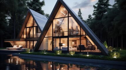 Fototapeta premium Modern mountain house