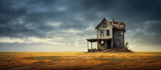 Derelict house requiring urgent repairs With copyspace for text