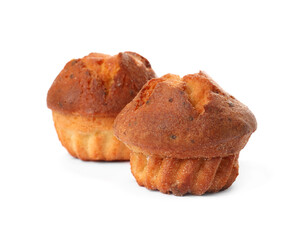 Tasty muffins isolated on white. Fresh pastries