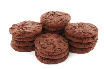 Delicious chocolate chip cookies isolated on white
