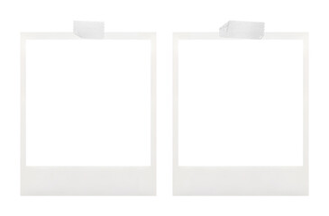 polaroid photo frames with adhesive tape pieces on transparent background, extracted, png file