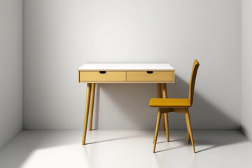 a basic oak table with drawers. Generative AI