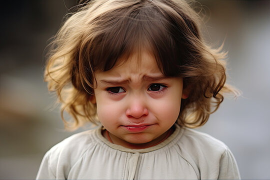 Sad Crying little girl face 