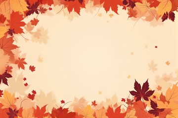 Naklejka na ściany i meble Fall wallpaper with cream background. Foliage, autumn leaves, and festive banner with room for text. Generative AI