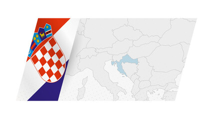 Obraz premium Croatia map in modern style with flag of Croatia on left side.