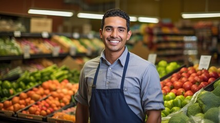 Male supermarket worker