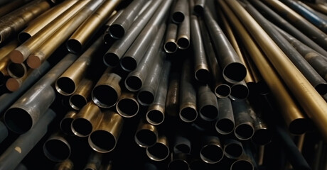 Industrial plant background with shiny pipes.