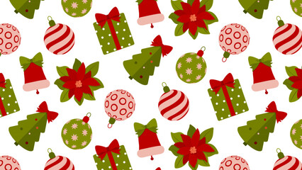 Seamless Christmas or New Year pattern, gift wrapping. Vector illustration